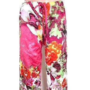 Natori Multi Colorful Pajama Bottoms Satin Soft Drawstring S